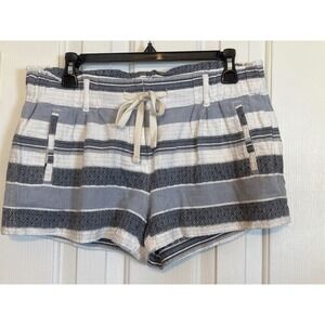 Lou & Grey Striped Drawstring Shorts Casual Summer‎ Beach Blue White S